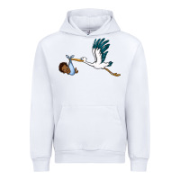 White stork with black baby boy Urban Hoodie - BarkalooDesign