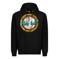 Black baseball with sunflower round earrings Premium Hoodie - BundleAndBundleShop