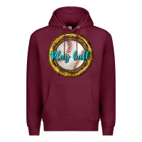 Burgundy baseball with sunflower round earrings Premium Hoodie - BundleAndBundleShop