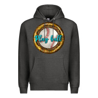 Charcoal Heather baseball with sunflower round earrings Premium Hoodie - BundleAndBundleShop