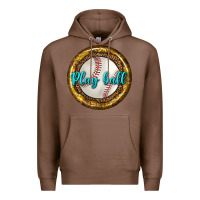 Chestnut baseball with sunflower round earrings Premium Hoodie - BundleAndBundleShop