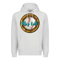 Dove Grey baseball with sunflower round earrings Premium Hoodie - BundleAndBundleShop