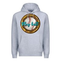 Heather Grey baseball with sunflower round earrings Premium Hoodie - BundleAndBundleShop