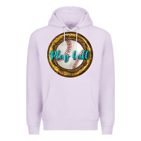 Lilac baseball with sunflower round earrings Premium Hoodie - BundleAndBundleShop