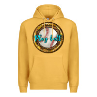 Mustard baseball with sunflower round earrings Premium Hoodie - BundleAndBundleShop