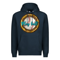Navy baseball with sunflower round earrings Premium Hoodie - BundleAndBundleShop