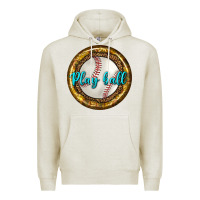 Oatmeal Heather baseball with sunflower round earrings Premium Hoodie - BundleAndBundleShop