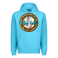 Ocean Blue baseball with sunflower round earrings Premium Hoodie - BundleAndBundleShop