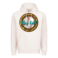 Pale Pink baseball with sunflower round earrings Premium Hoodie - BundleAndBundleShop