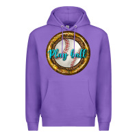 Purple baseball with sunflower round earrings Premium Hoodie - BundleAndBundleShop