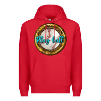 Red baseball with sunflower round earrings Premium Hoodie - BundleAndBundleShop
