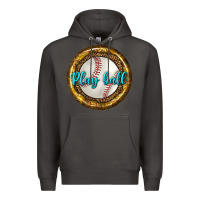 Smoke baseball with sunflower round earrings Premium Hoodie - BundleAndBundleShop