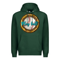 Sports Green baseball with sunflower round earrings Premium Hoodie - BundleAndBundleShop