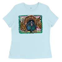 Baby Blue thanksgiving turkey with background Ladies Tee - RanaPortraitStore