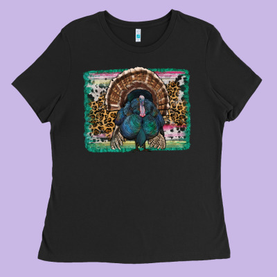 Thanksgiving Turkey With Background Ladies Tee Designed By Ranaportraitstore