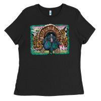 Black thanksgiving turkey with background Ladies Tee - RanaPortraitStore