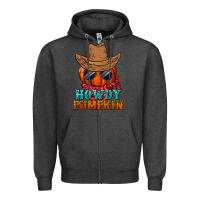 Charcoal Heather howdy pumpkin Zipper Hoodie - BundleAndBundleShop