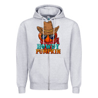 Heather Grey howdy pumpkin Zipper Hoodie - BundleAndBundleShop