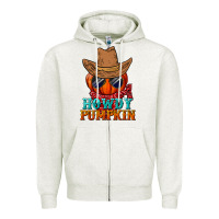 Oatmeal Heather howdy pumpkin Zipper Hoodie - BundleAndBundleShop