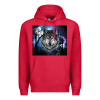 Cardinal wolf and full moon Premium Hoodie - RanaPortraitStore
