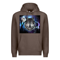 Coffee wolf and full moon Premium Hoodie - RanaPortraitStore