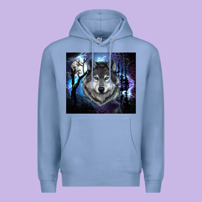 Wolf And Full Moon Premium Hoodie Designed By Ranaportraitstore