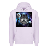 Lilac wolf and full moon Premium Hoodie - RanaPortraitStore