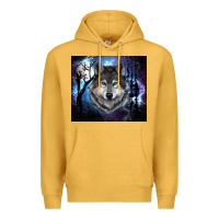 Mustard wolf and full moon Premium Hoodie - RanaPortraitStore