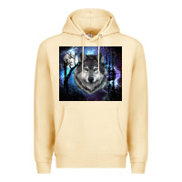 Pina Colada wolf and full moon Premium Hoodie - RanaPortraitStore