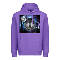 Purple wolf and full moon Premium Hoodie - RanaPortraitStore