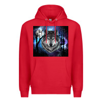 Red wolf and full moon Premium Hoodie - RanaPortraitStore