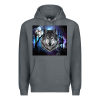 Rock wolf and full moon Premium Hoodie - RanaPortraitStore