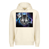 Sandshell wolf and full moon Premium Hoodie - RanaPortraitStore