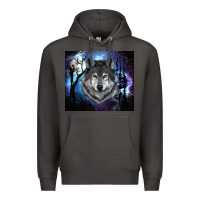 Smoke wolf and full moon Premium Hoodie - RanaPortraitStore