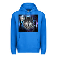 True Royal wolf and full moon Premium Hoodie - RanaPortraitStore