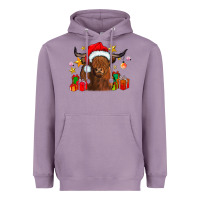 Lavender festive highland cow Heavyweight Hoodie - CowhideDigitalArt