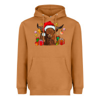 Meerkat festive highland cow Heavyweight Hoodie - CowhideDigitalArt