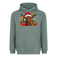 Sage festive highland cow Heavyweight Hoodie - CowhideDigitalArt