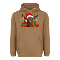Toasted Coconut festive highland cow Heavyweight Hoodie - CowhideDigitalArt