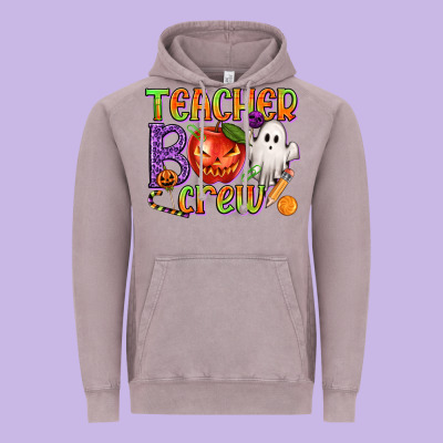 Teacher Boo Crew Vintage Hoodie Designed By Texasbilliewilder
