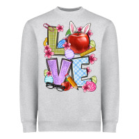 Heather Grey Easter love Teacher Heavyweight Sweatshirt - OliviaCreatesArt