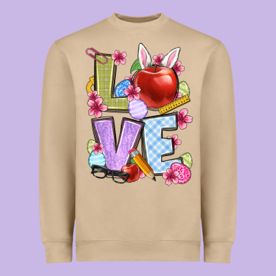 Easter Love Teacher Heavyweight Sweatshirt Designed By Oliviacreatesart