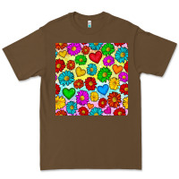 Cacao Pride lgbtq flowers and hearts seamless pattern Premium Tee - BundleAndBundleShop