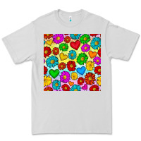 Dove Grey Pride lgbtq flowers and hearts seamless pattern Premium Tee - BundleAndBundleShop