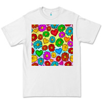 White Pride lgbtq flowers and hearts seamless pattern Premium Tee - BundleAndBundleShop