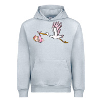 Heather Grey stork with baby girl Urban Hoodie - BarkalooDesign