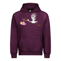 Mauve Wine stork with baby girl Urban Hoodie - BarkalooDesign