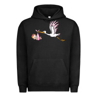 Pigment Black stork with baby girl Urban Hoodie - BarkalooDesign
