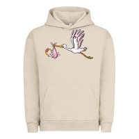 Pigment French Oak stork with baby girl Urban Hoodie - BarkalooDesign