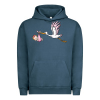 Pigment Midnight Navy stork with baby girl Urban Hoodie - BarkalooDesign